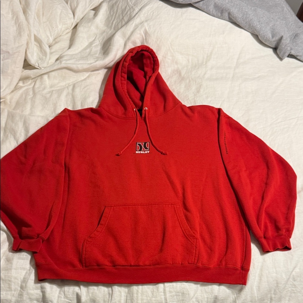 Vintage Hurley Red Men's Hoodie XL